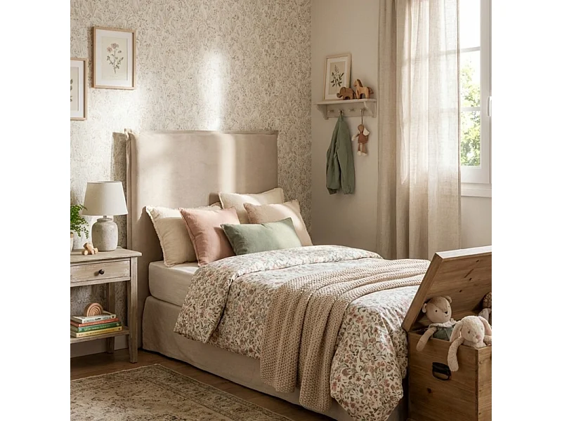 Gepolstertes Kopfteil beige 90/105cm