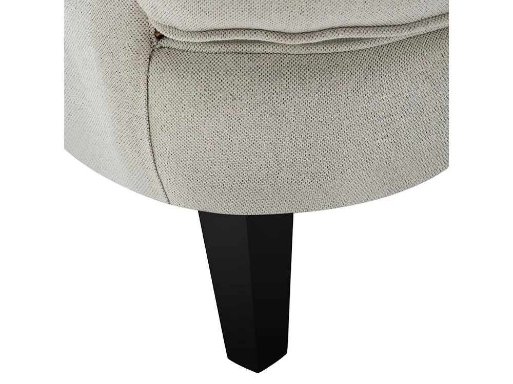 Beige Linen Button Back Armchair with Studded Trim & Cushion