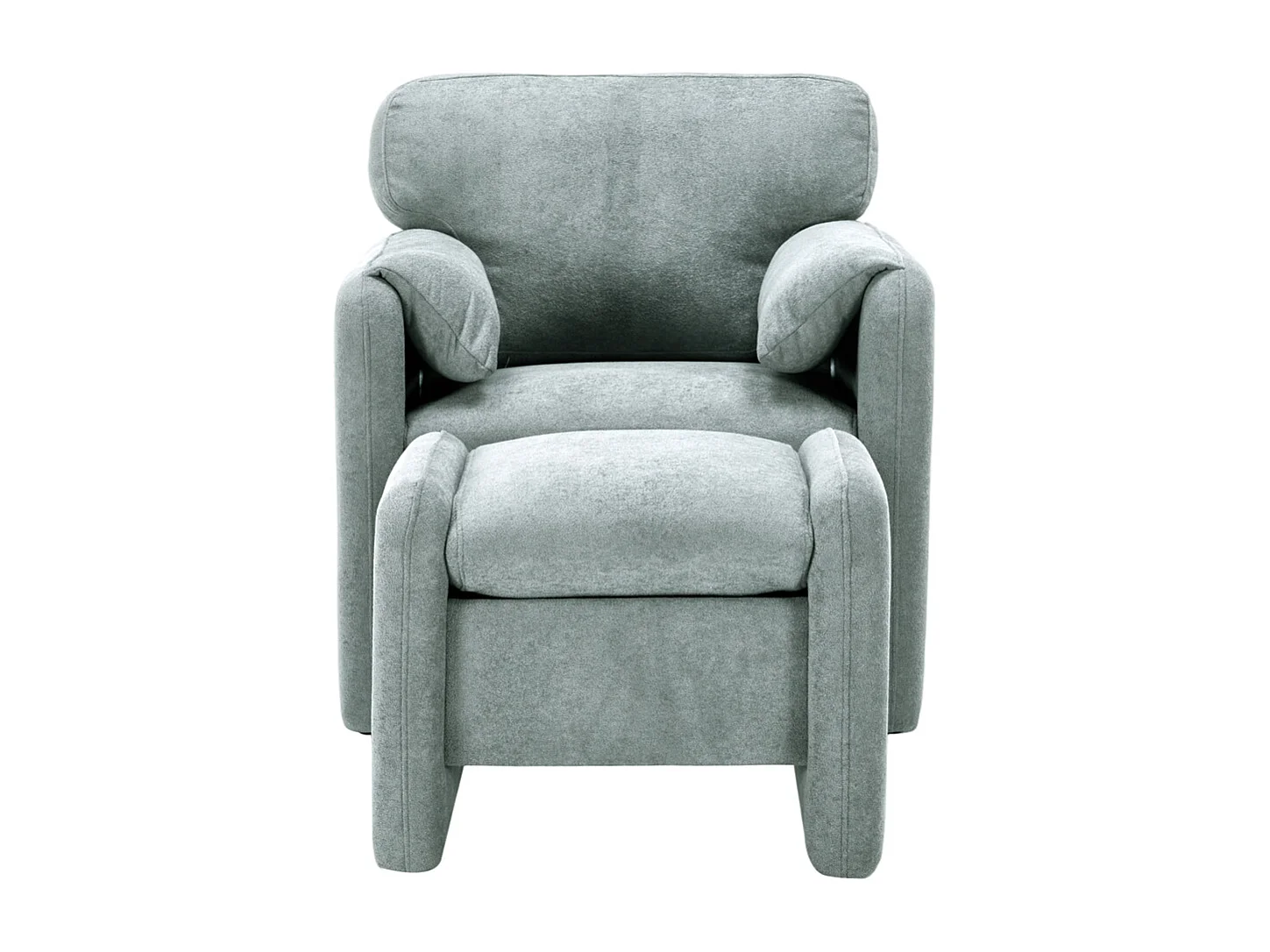 Modern Chenille Upholstered Sofa Chair with Footstool - Grey