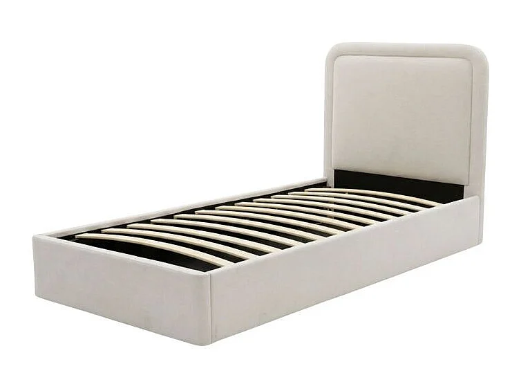 Lit rembourré avec rangement aggloméré beige 100x97x205cm