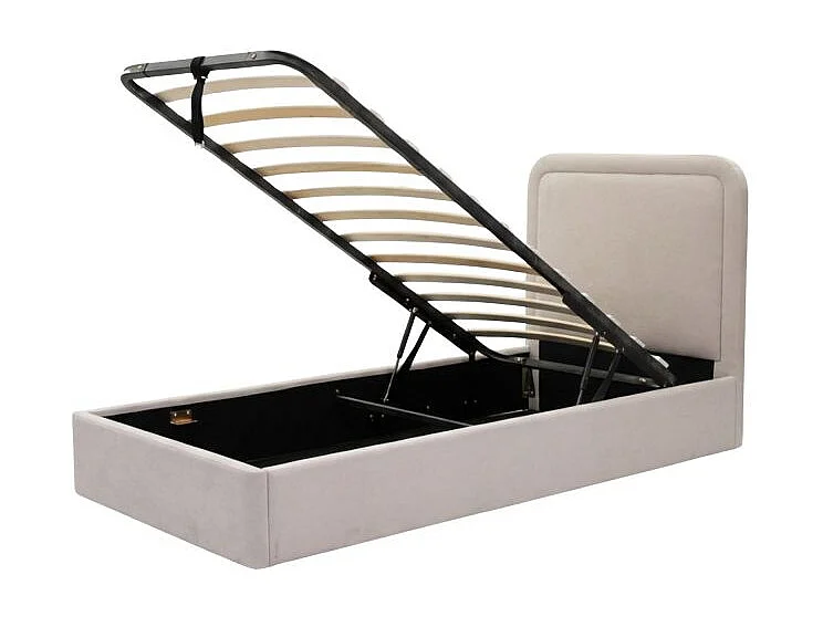 Lit rembourré avec rangement aggloméré beige 100x97x205cm