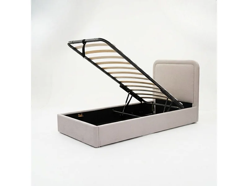 Lit rembourré avec rangement aggloméré beige 100x97x205cm