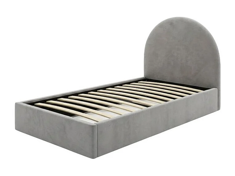 Lit tapissé avec rangement aggloméré gris 96x97x205cm