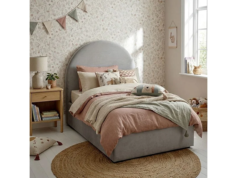 Lit tapissé avec rangement aggloméré gris 96x97x205cm