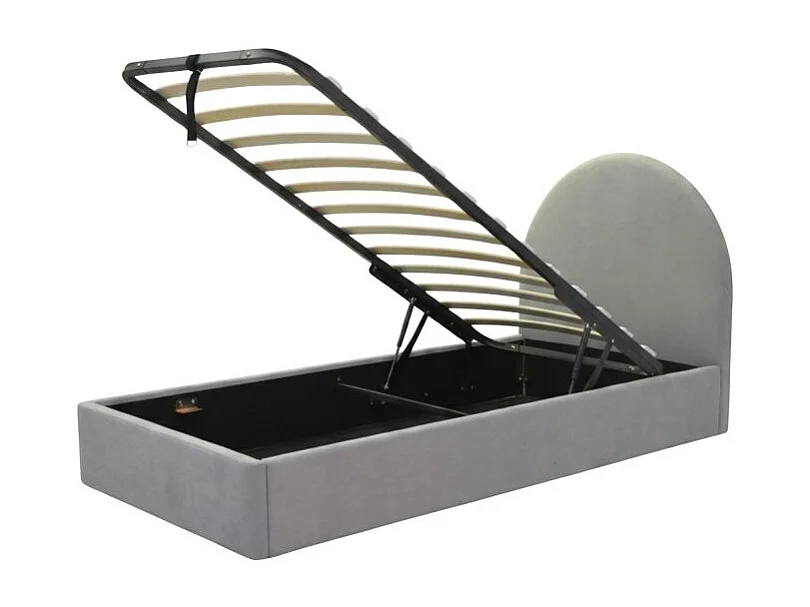 Lit tapissé avec rangement aggloméré gris 96x97x205cm