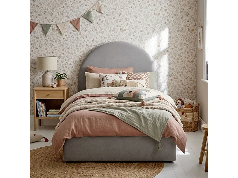 Lit tapissé avec rangement aggloméré gris 96x97x205cm