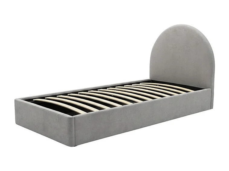 Lit tapissé avec rangement aggloméré gris 96x97x205cm