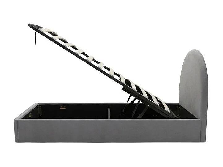 Lit tapissé avec rangement aggloméré gris 96x97x205cm