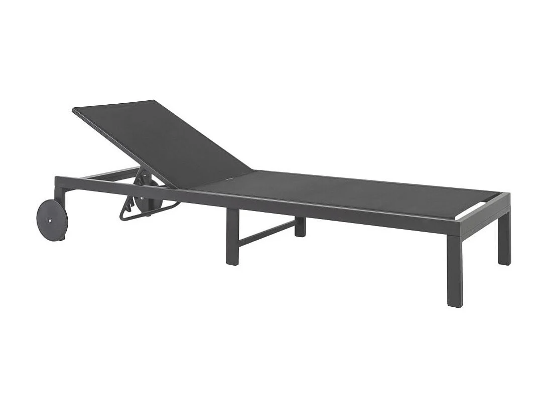 Bain de soleil de jardin et piscine Maui en aluminium et textilène anthracite, dossier inclinable multipositions