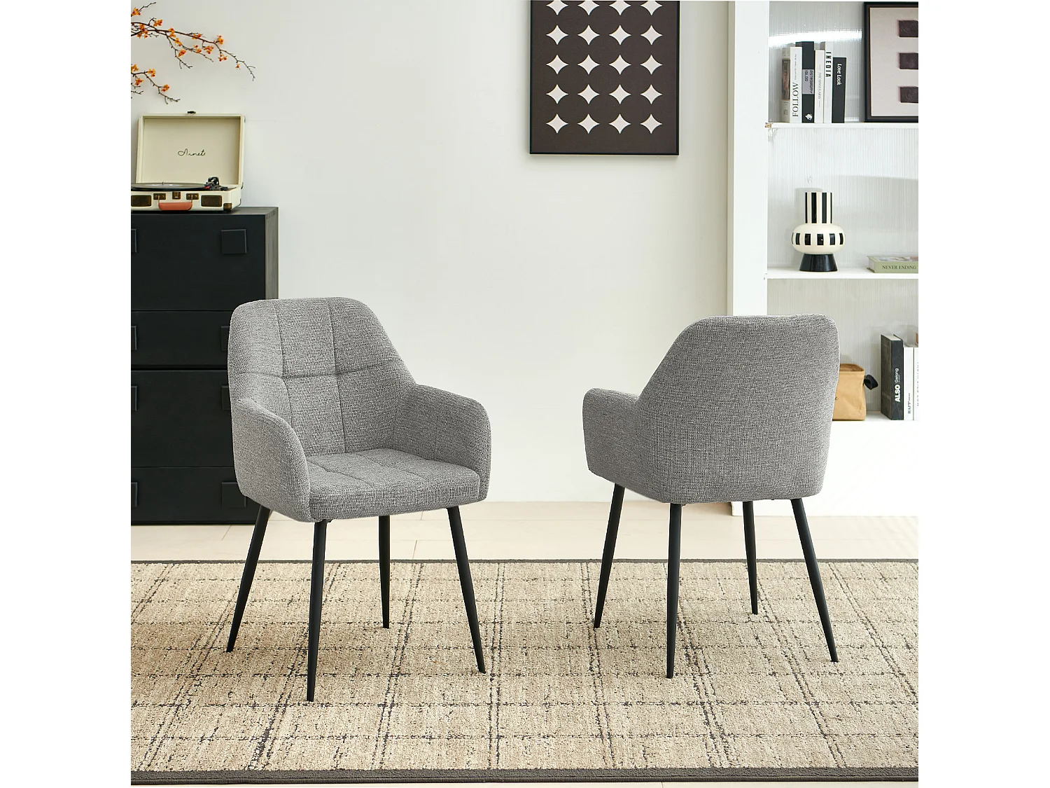 SONARA Dining Chair Set of 2, Water-Repellent  Plush Chenille Upholstered for Dining Room