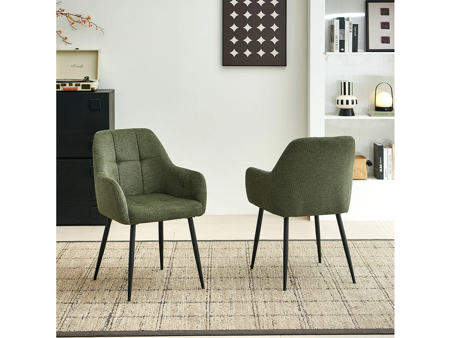 SONARA Dining Chair Set of 2, Water-Repellent  Plush Chenille Upholstered for Dining Room