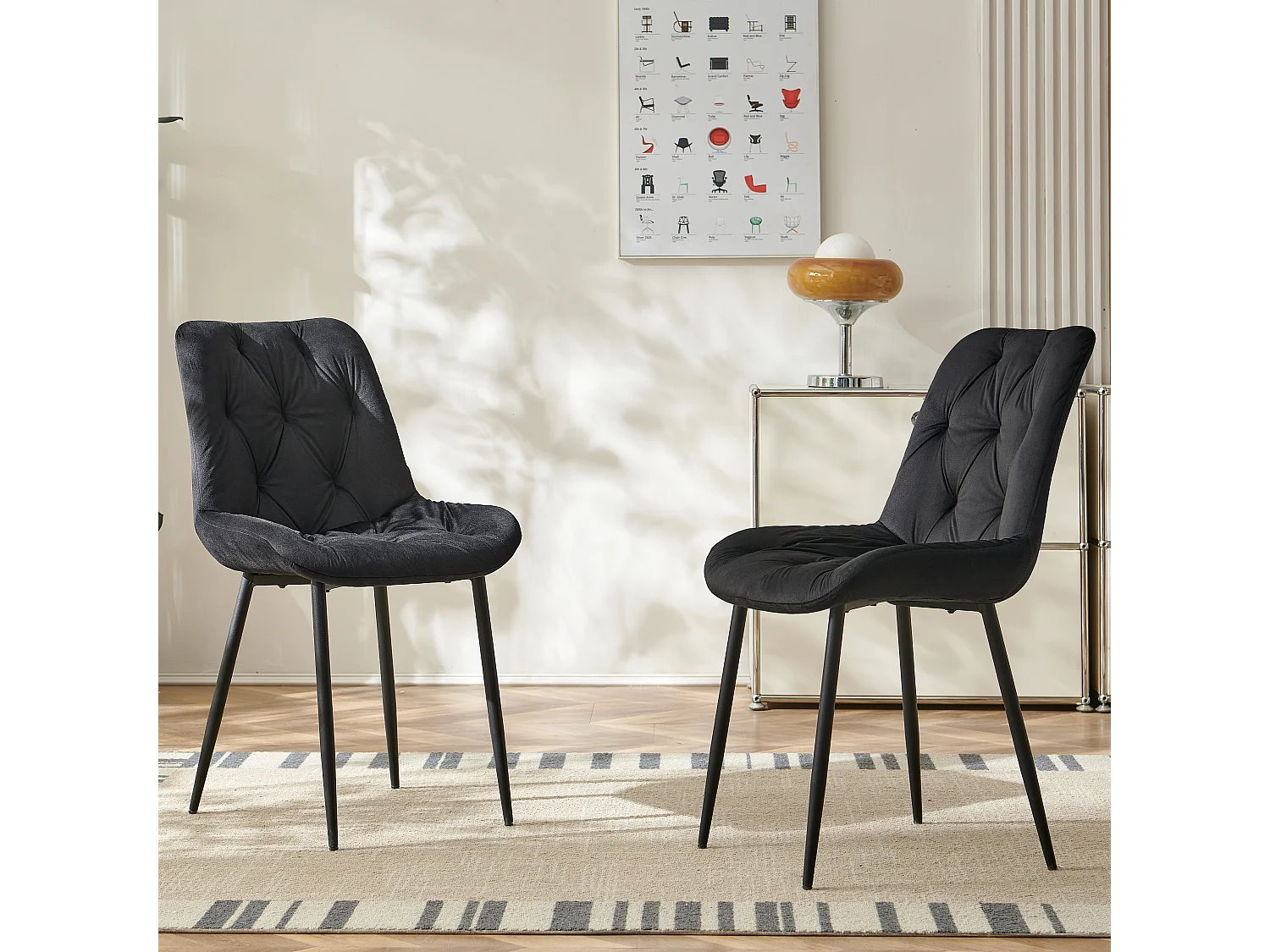 SONARA Modern Set of 2 Velvet Dining Chairs with Ergonomic Upholstered Seat