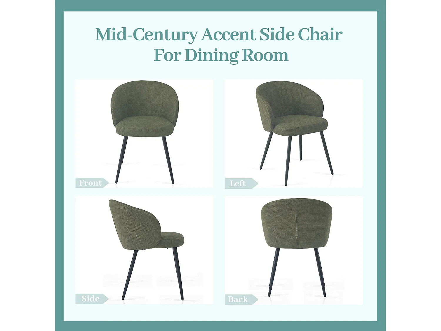 SONARA Modern Set of 2 Chunky Weave Fabric Ergonomic Dining Chairs with Arms