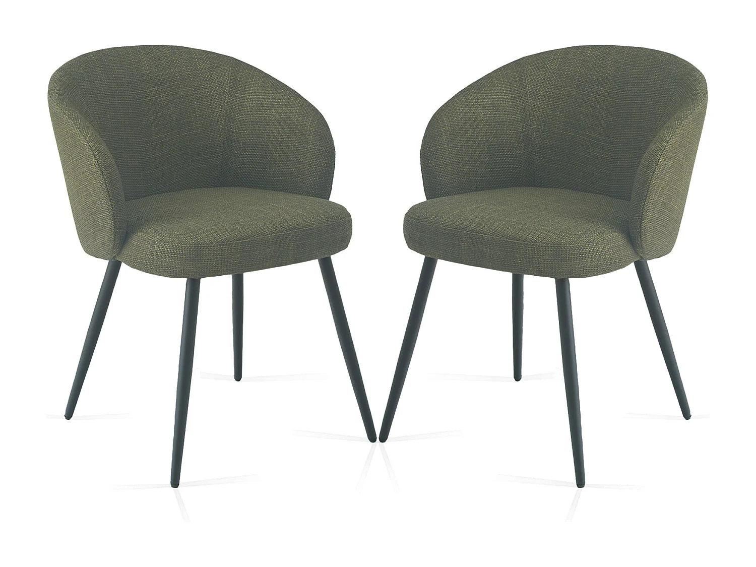 SONARA Modern Set of 2 Chunky Weave Fabric Ergonomic Dining Chairs with Arms