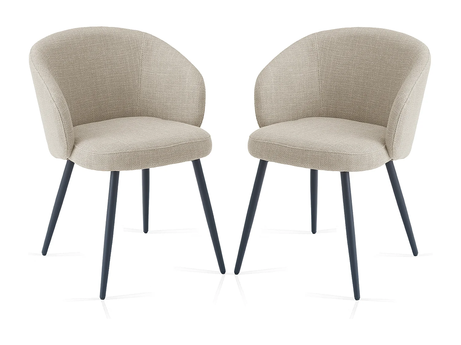 SONARA Modern Set of 2 Chunky Weave Fabric Ergonomic Dining Chairs with Arms