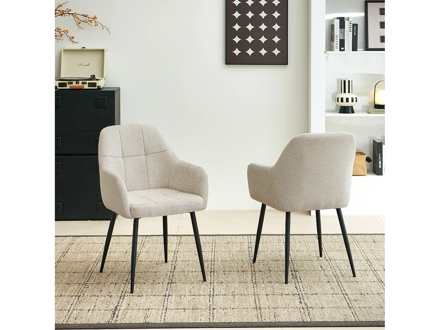 SONARA Dining Chair Set of 2, Water-Repellent  Plush Chenille Upholstered for Dining Room