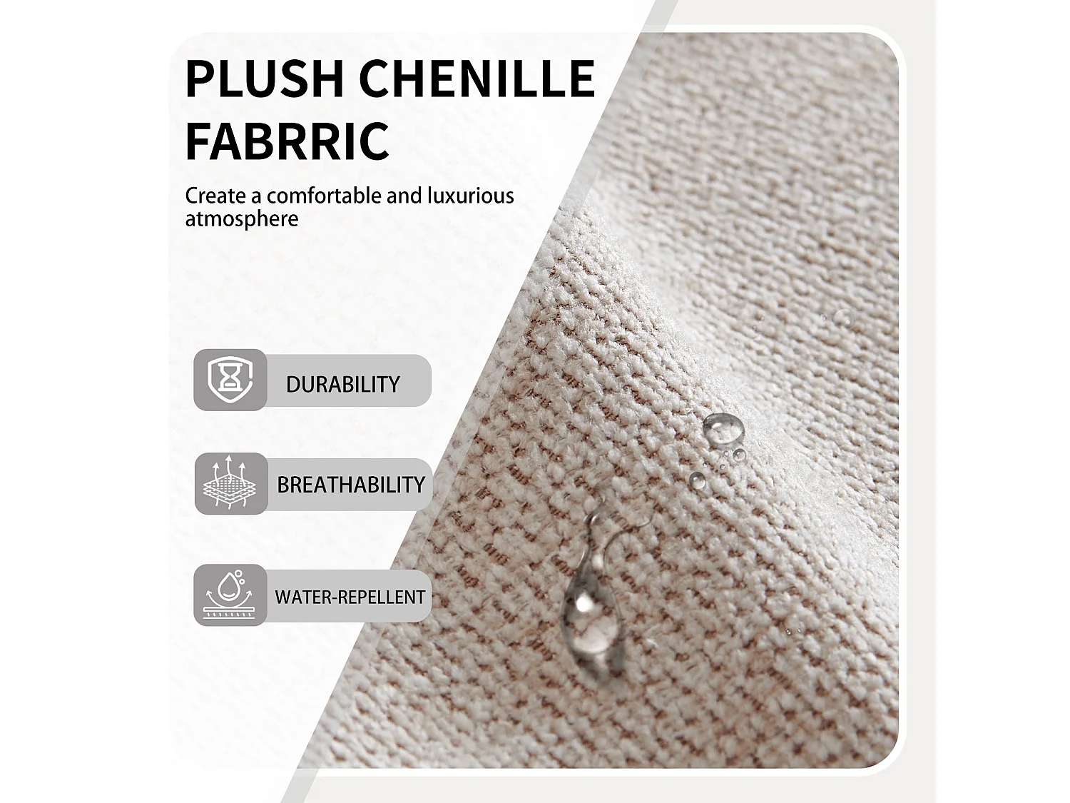 SONARA Dining Chair Set of 2, Water-Repellent  Plush Chenille Upholstered for Dining Room