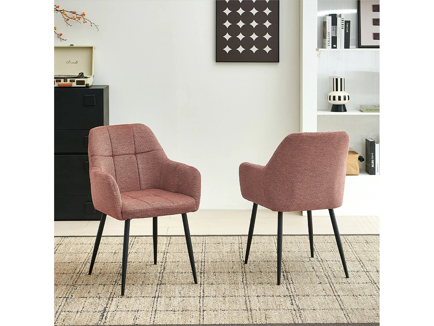 SONARA Dining Chair Set of 2, Water-Repellent  Plush Chenille Upholstered for Dining Room