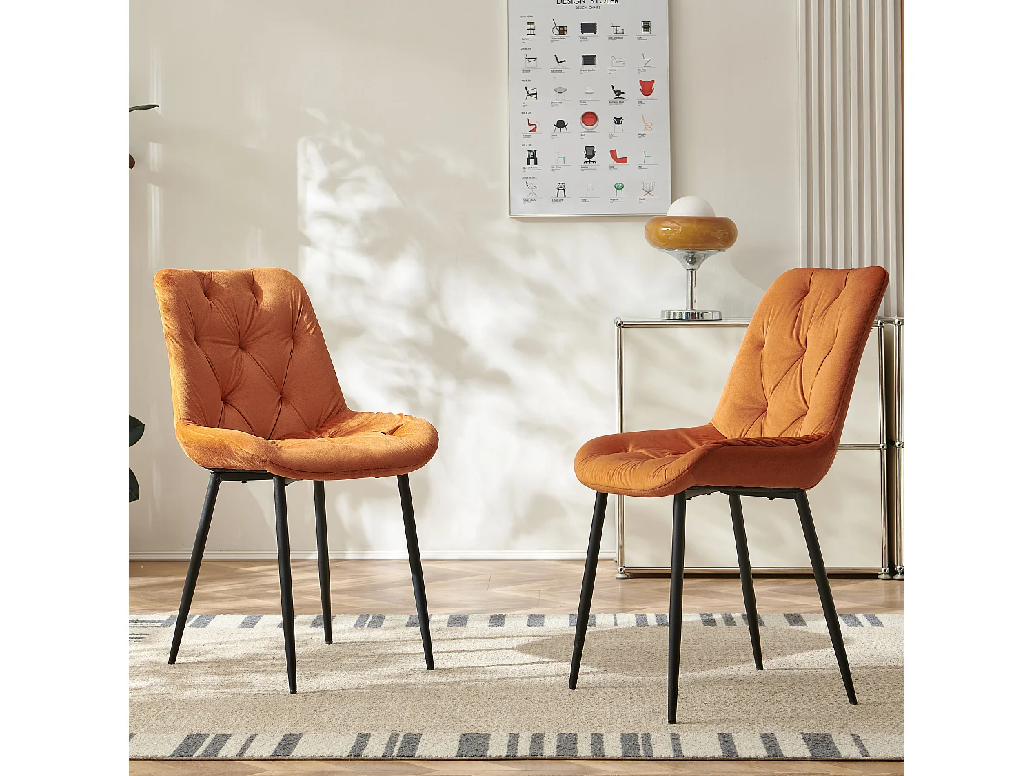 SONARA Modern Set of 2 Velvet Dining Chairs with Ergonomic Upholstered Seat