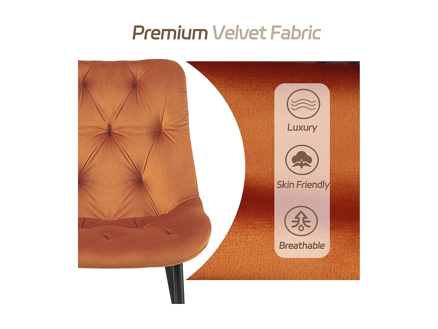 SONARA Modern Set of 2 Velvet Dining Chairs with Ergonomic Upholstered Seat