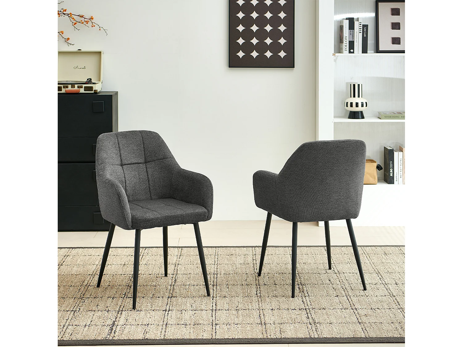 SONARA Dining Chair Set of 2, Water-Repellent  Plush Chenille Upholstered for Dining Room