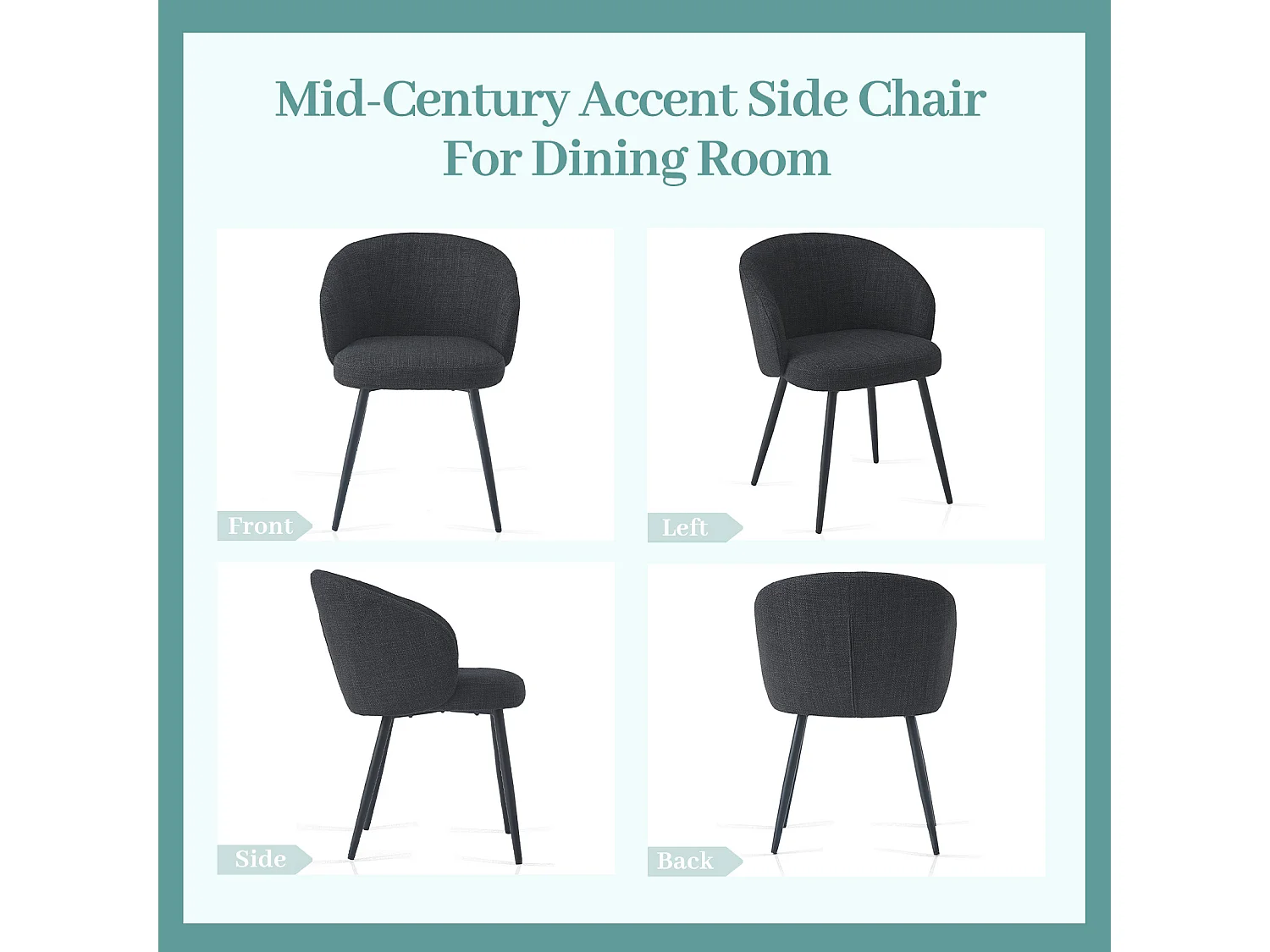 SONARA Modern Set of 2 Chunky Weave Fabric Ergonomic Dining Chairs with Arms