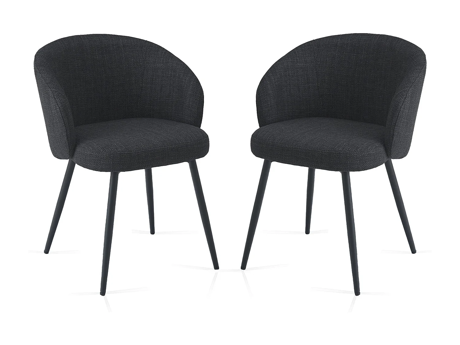 SONARA Modern Set of 2 Chunky Weave Fabric Ergonomic Dining Chairs with Arms