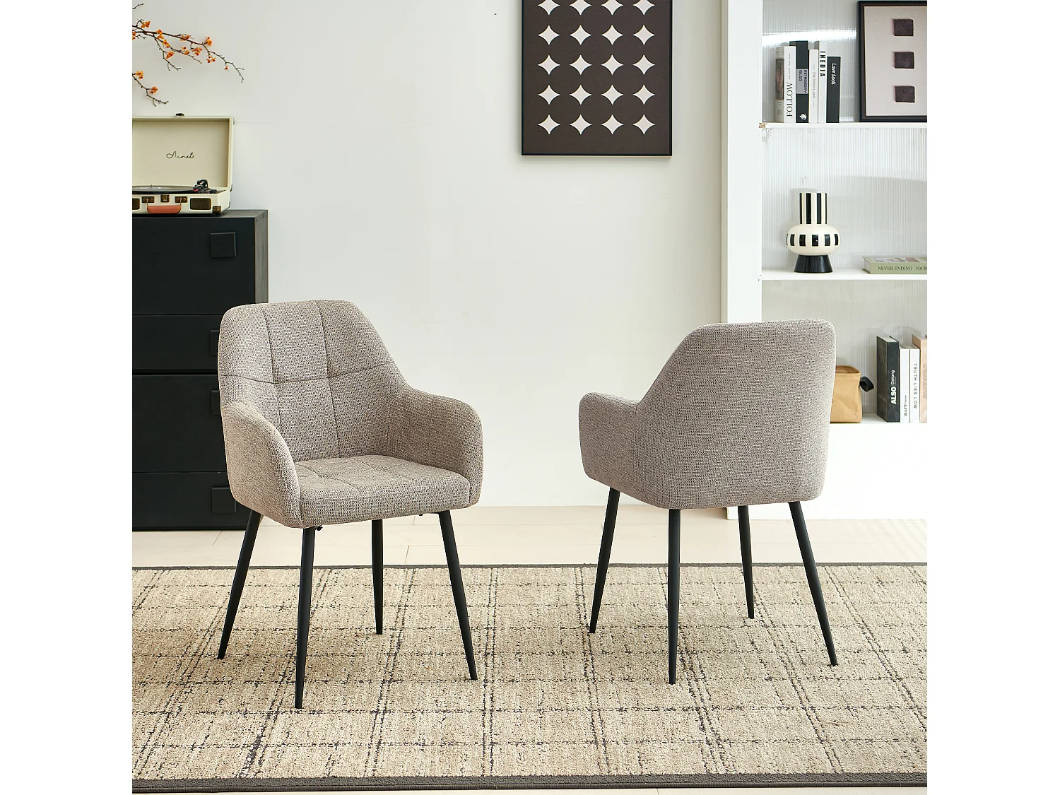 SONARA Dining Chair Set of 2, Water-Repellent  Plush Chenille Upholstered for Dining Room