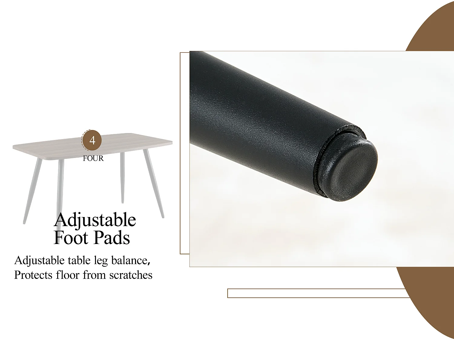 SONARA 140cm Rectangular Dining Table with Dark Walnut Top and Round Tube Metal Legs