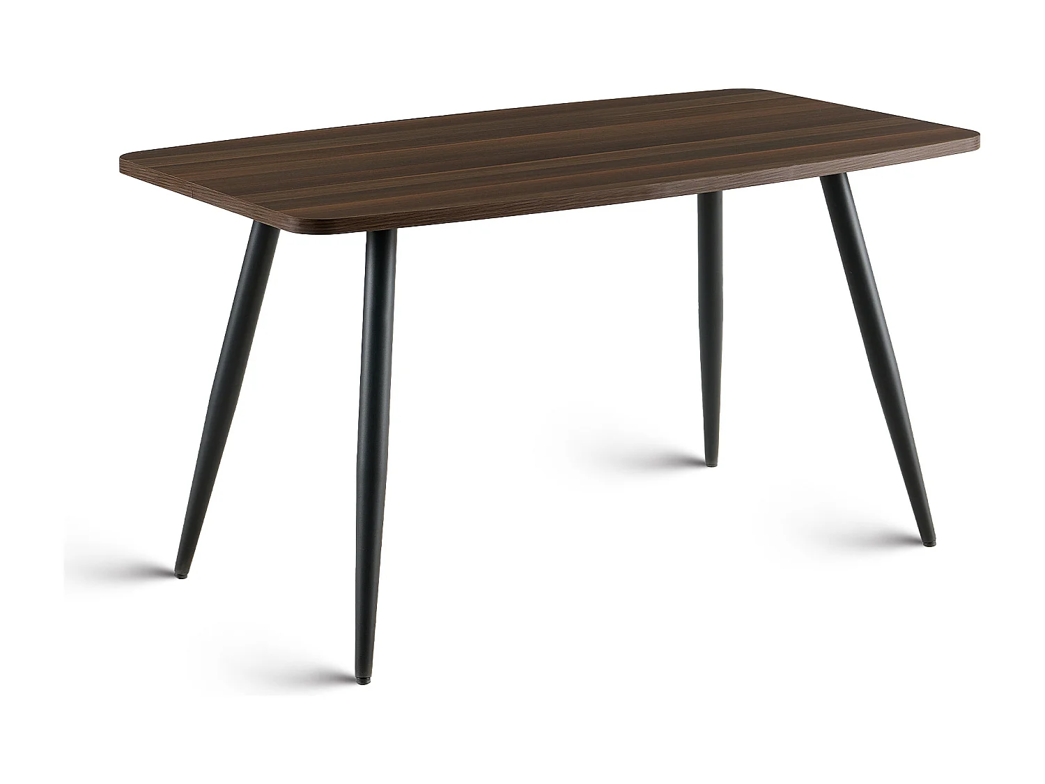 SONARA 140cm Rectangular Dining Table with Dark Walnut Top and Round Tube Metal Legs