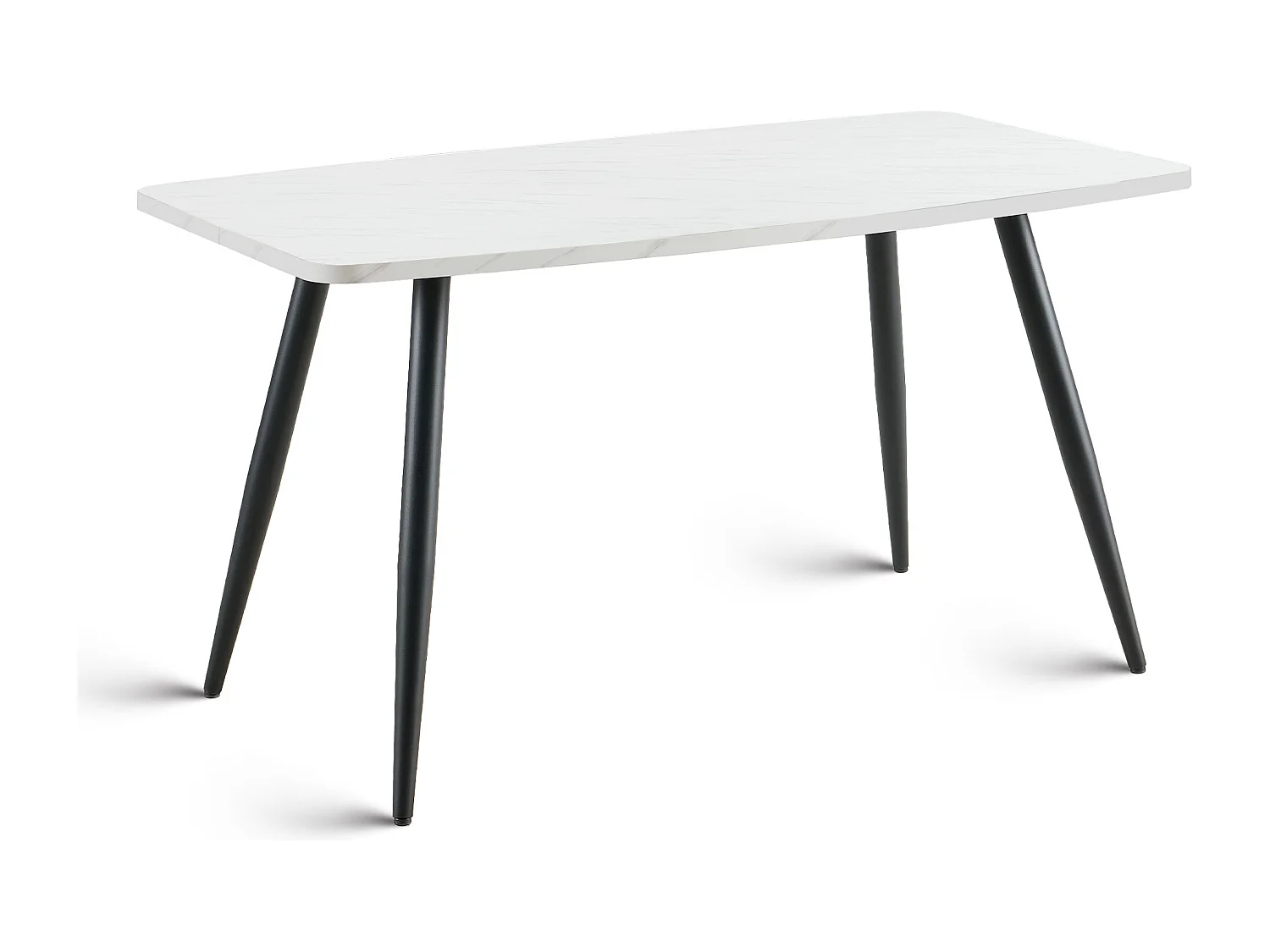 SONARA 140cm Rectangular Dining Table with White Marble Top and Round Tube Metal Legs