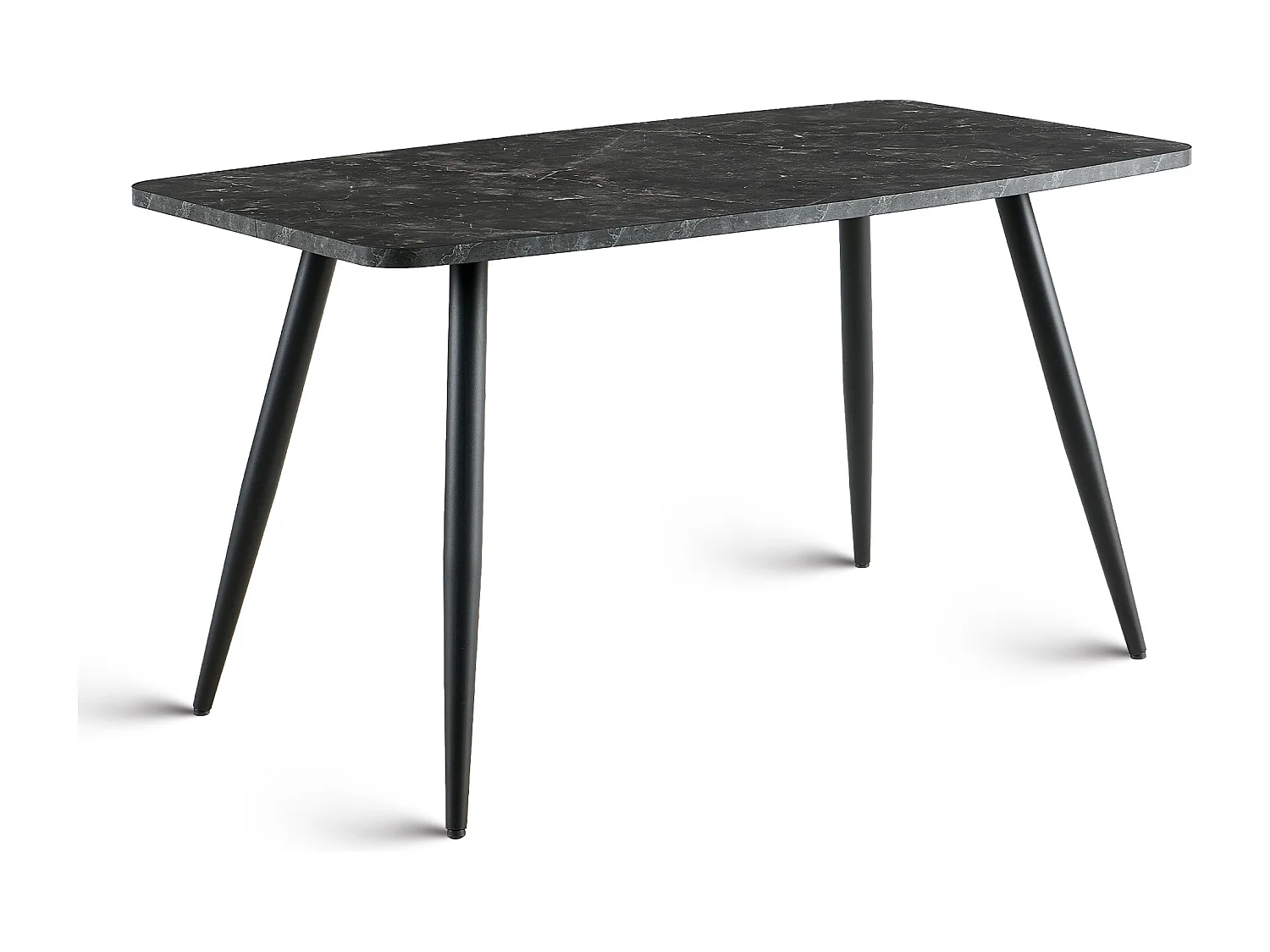 SONARA 140cm Rectangular Dining Table with Black Marble Top and Round Tube Metal Legs