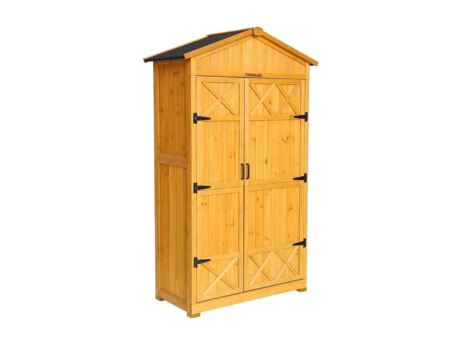 Abri de jardin 105 cm en bois. 6 espaces de rangement. L 105x P 55.5 x H 178.5cm
