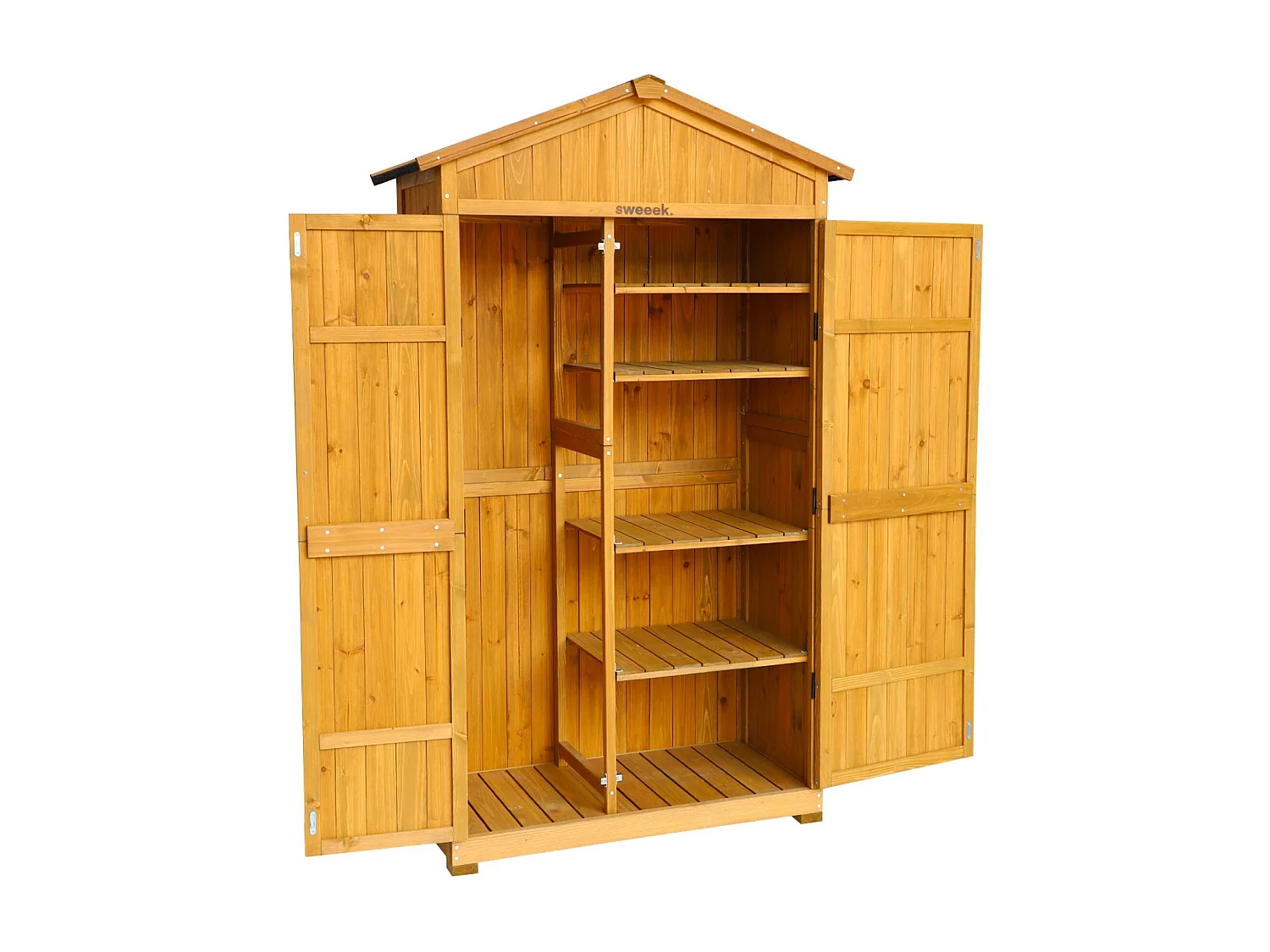 Abri de jardin 105 cm en bois. 6 espaces de rangement. L 105x P 55.5 x H 178.5cm