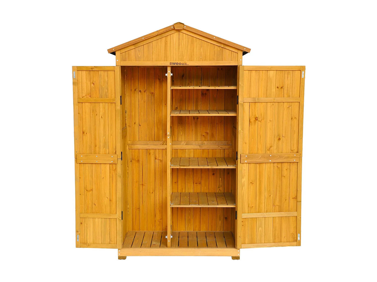 Abri de jardin 105 cm en bois. 6 espaces de rangement. L 105x P 55.5 x H 178.5cm
