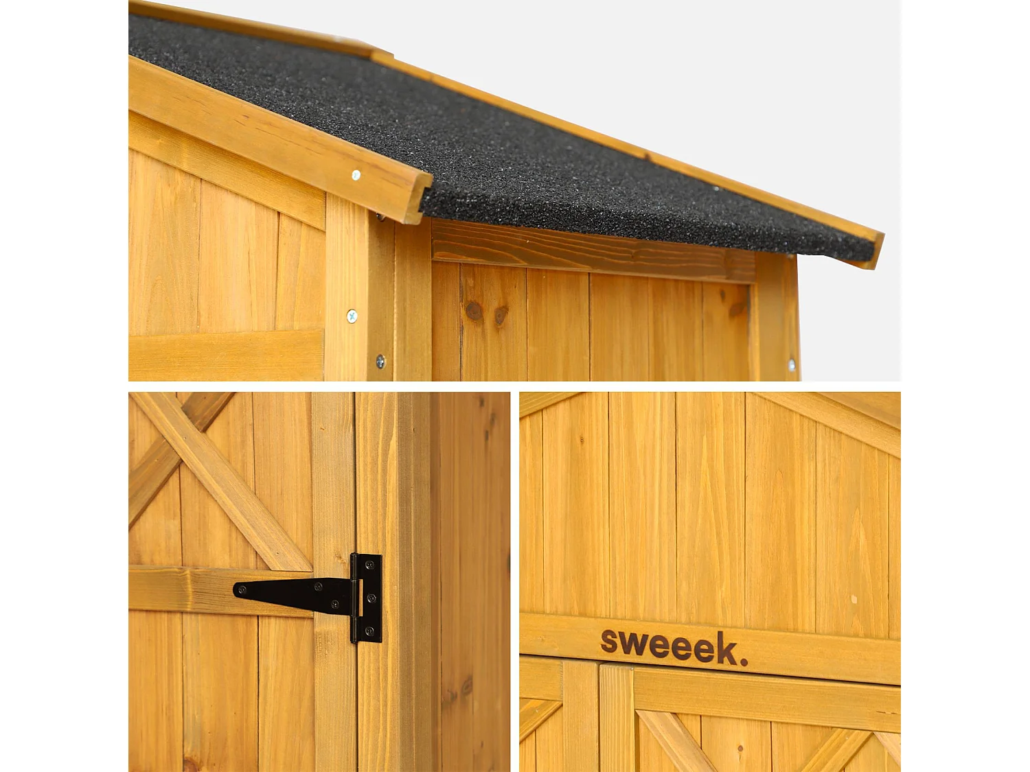 Abri de jardin 105 cm en bois. 6 espaces de rangement. L 105x P 55.5 x H 178.5cm