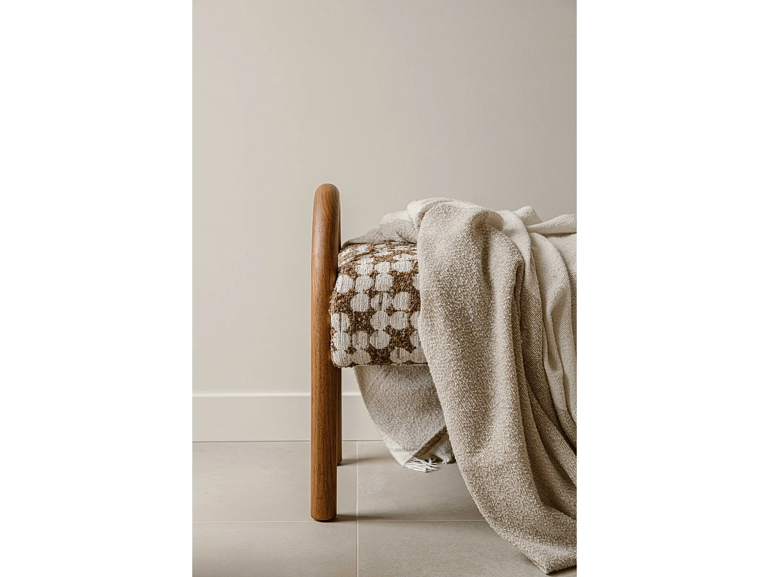 Zitbank 120 cm - beige - gewatteerde zitting - Indore Home