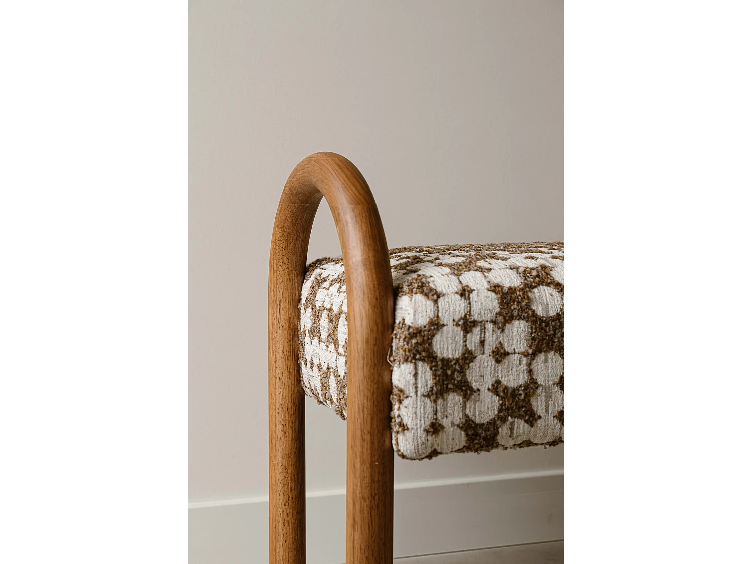 Zitbank 120 cm - beige - gewatteerde zitting - Indore Home