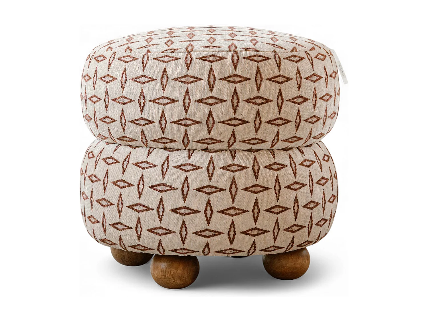 Poef 49 cm - beige - gewatteerde zitting - Indore Home