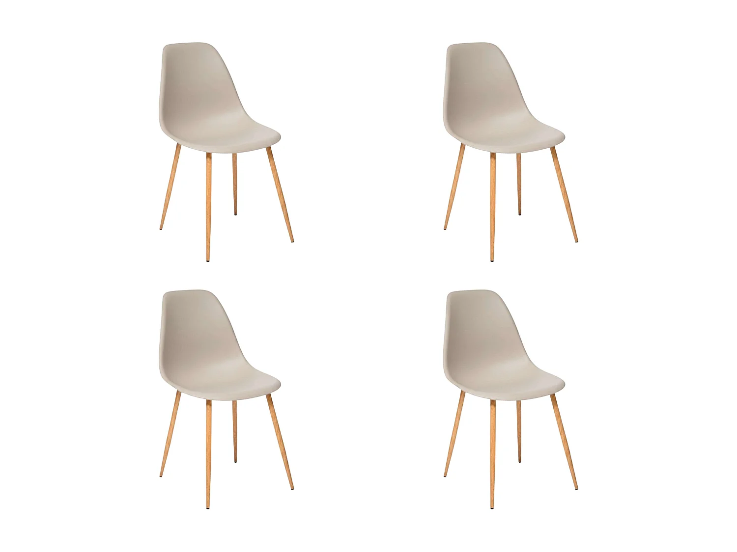 Conjunto de 4 cadeiras Taho com pés de metal nas cores bege e carvalho, 84x46x51 cm