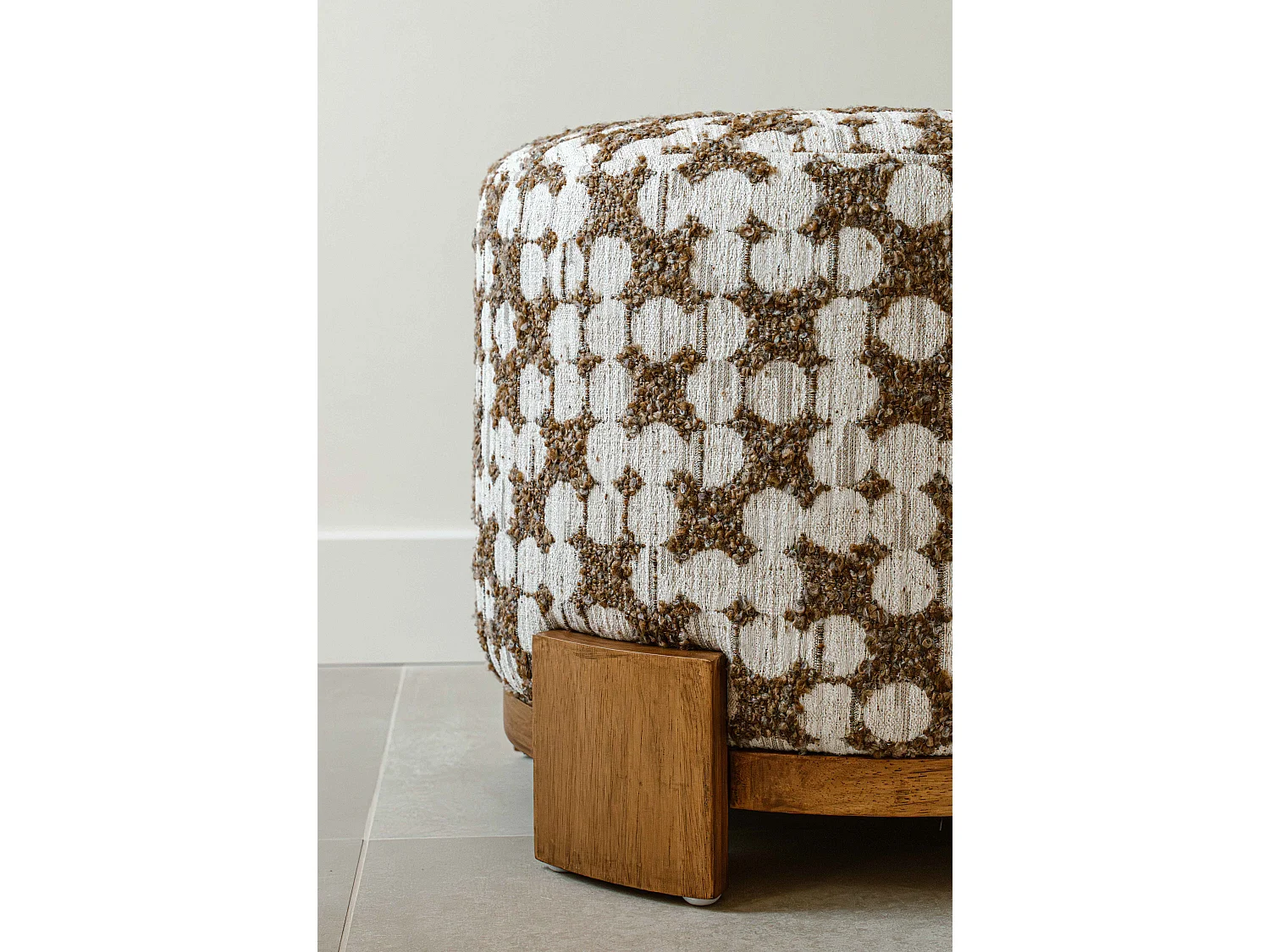 Tabouret ottoman 48 cm - Beige - Assise rembourrée - Indore Home