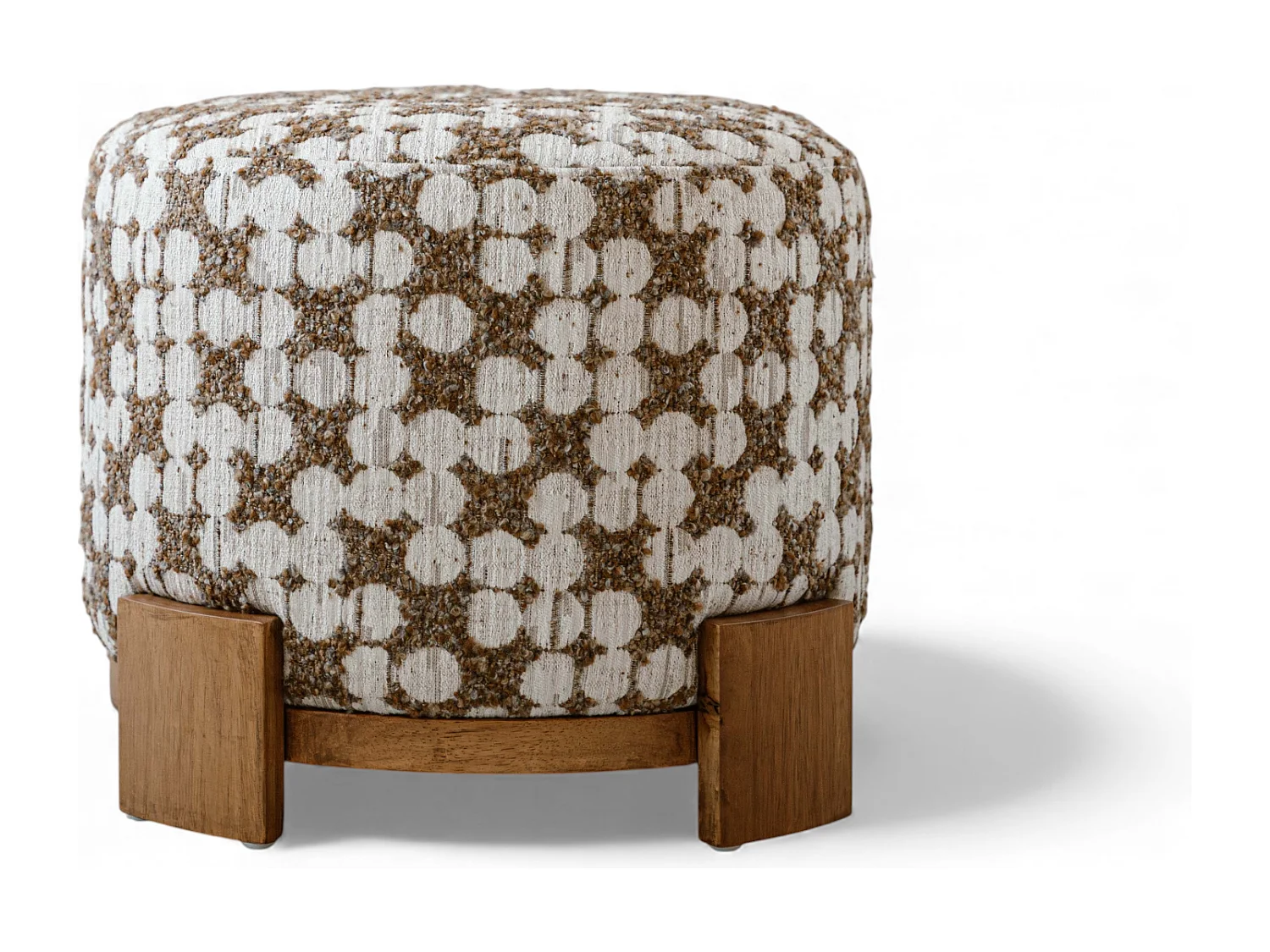 Tabouret ottoman 48 cm - Beige - Assise rembourrée - Indore Home