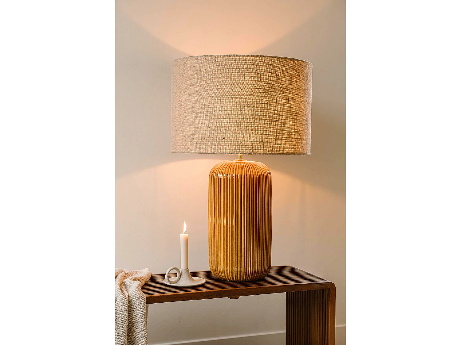 Lampe de table 79 cm - Marron - Lampe à poser en relief - Indore Home