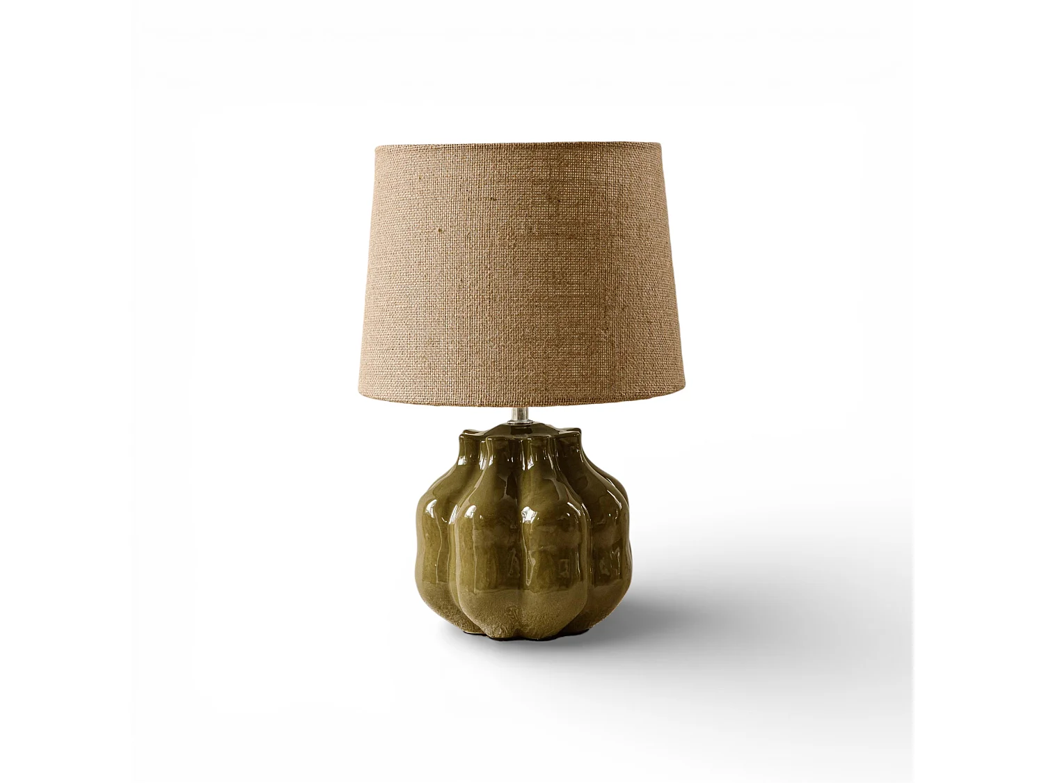 Tafellamp 46 cm - groen - geribbelde tafellamp - Indore Home