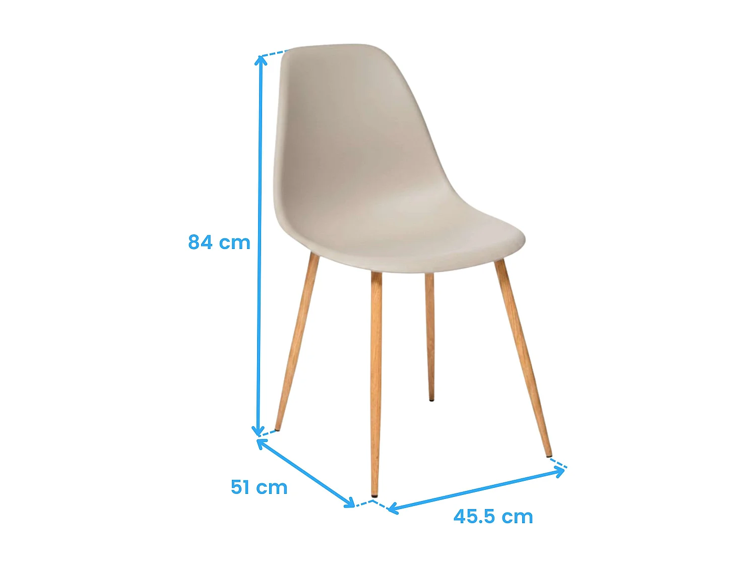 Pack 2 Sillas Taho en color beige y roble 84x46x51 cm