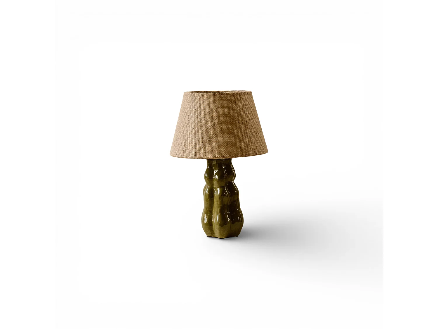 Tafellamp 37 cm - groen - geribbelde tafellamp - Indore Home