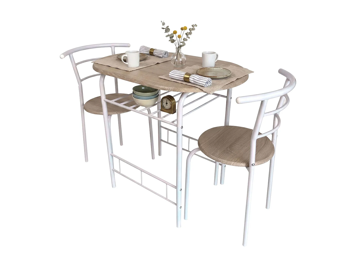 Conjunto de cozinha Butterfly em carvalho Sonoma e branco: Mesa 80x74,5x53 cm + 2 cadeiras