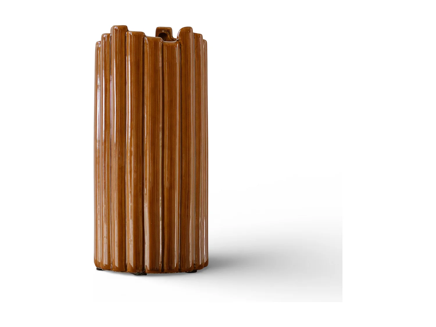 Vaas 23 cm - bruin - designvaas van keramiek - Indore Home