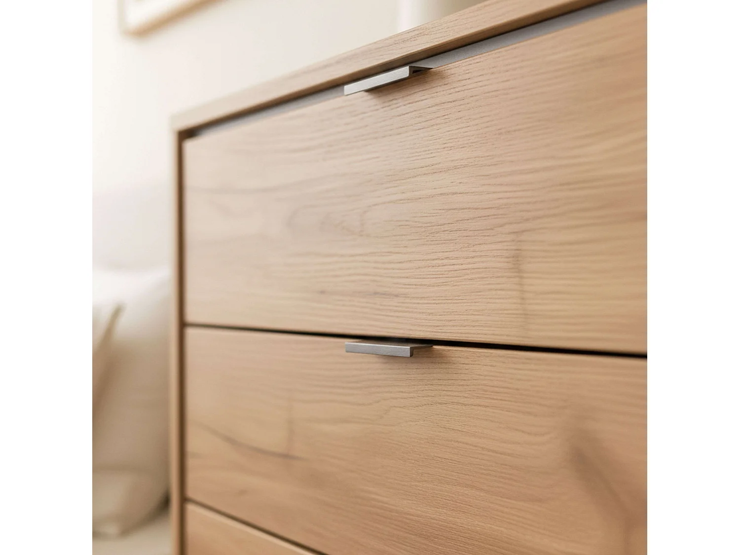 Cômoda Sforza para quarto com 5 gavetas, cor carvalho natural, 75x100x40 cm