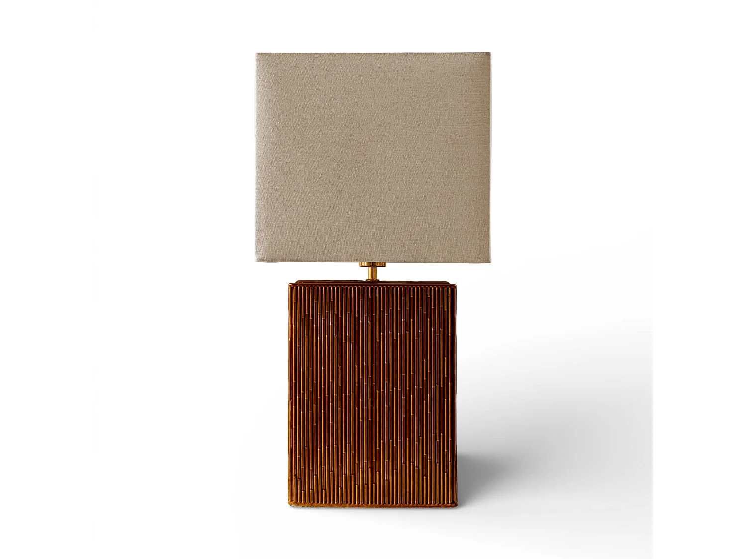 Tafellamp 71 cm - bruin - geribbelde rechthoekige tafellamp - Indore Home